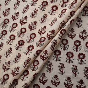 Beige - Brown - Bagh Hand Block Print Natural Dyed Cotton Fabric 10