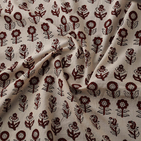 Beige - Brown - Bagh Hand Block Print Natural Dyed Cotton Fabric 10