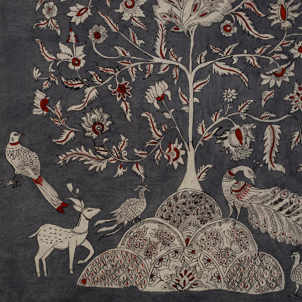 Srikalahasti Kalamkari Art Wall Hanging with Tree of life Motif by Ghanshyam Sarode (60 x 36 in) 20
