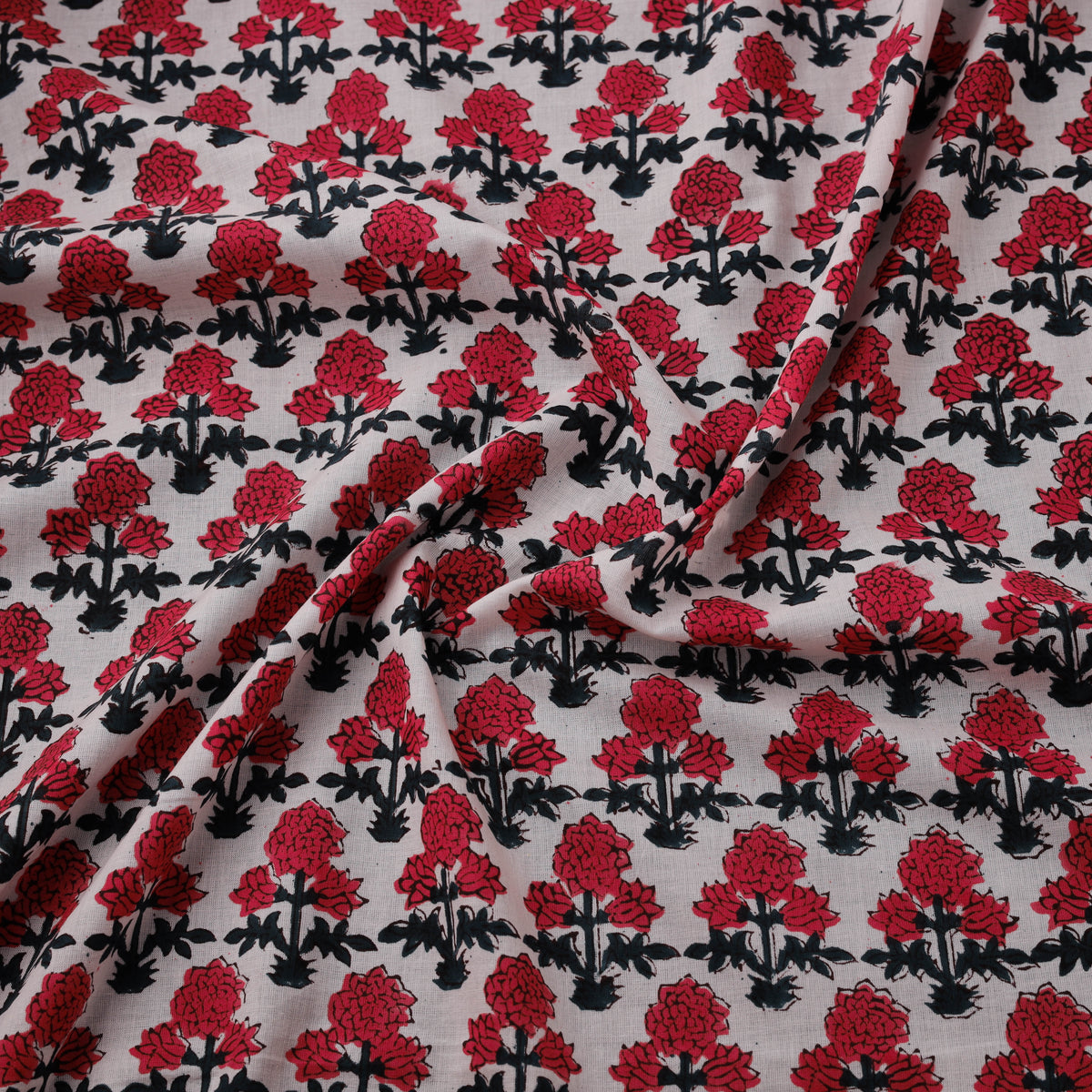 Hand Block Sanganeri Floral Print Cotton Fabric 12