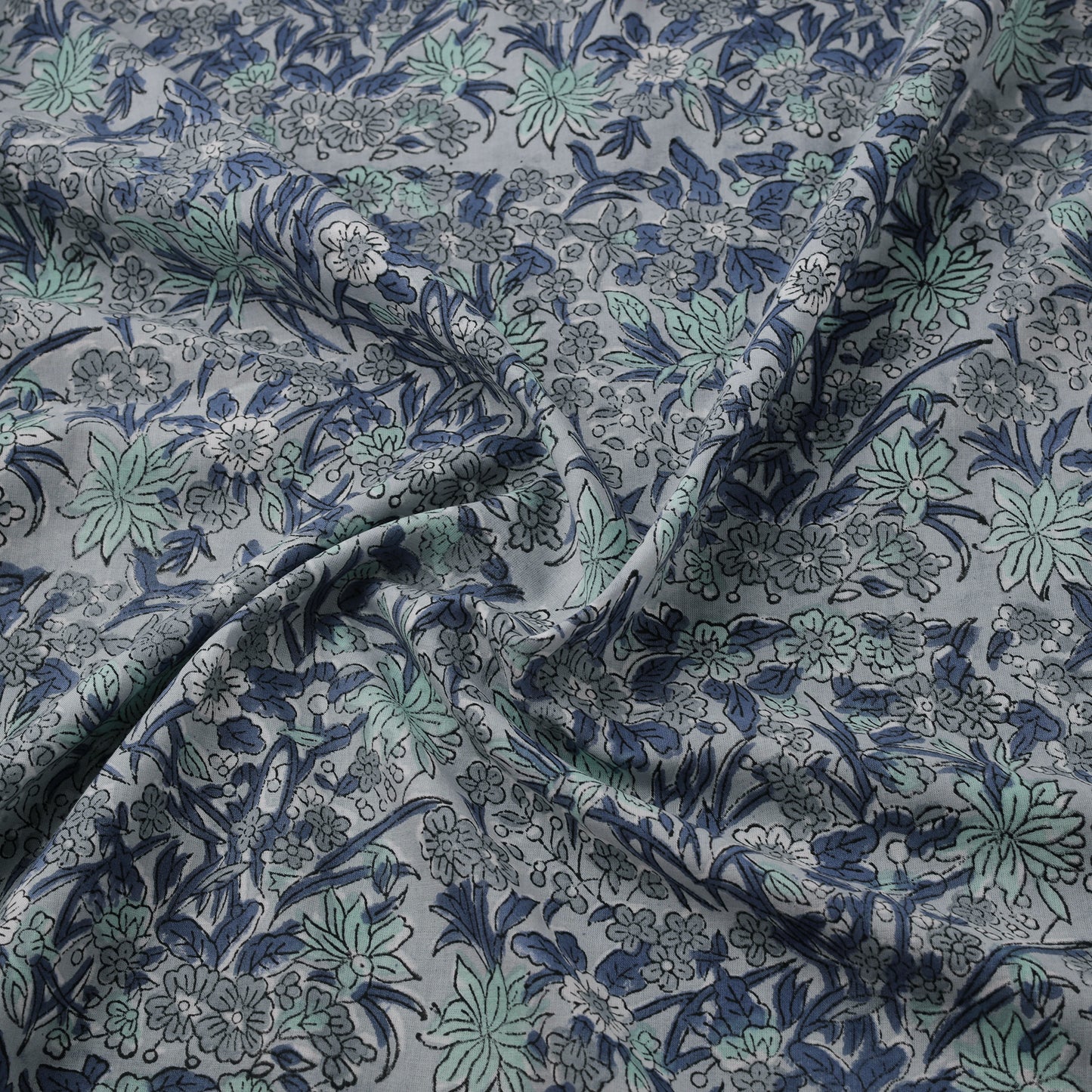 Hand Block Sanganeri Floral Print Cotton Fabric 13