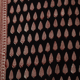Black - Brown - Bagh Hand Block Print Natural Dyed Cotton Fabric 11