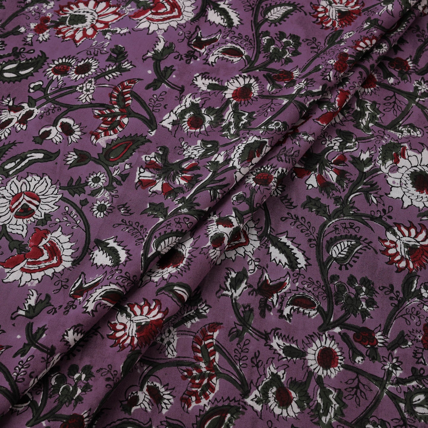 Hand Block Sanganeri Floral Print Cotton Fabric 15