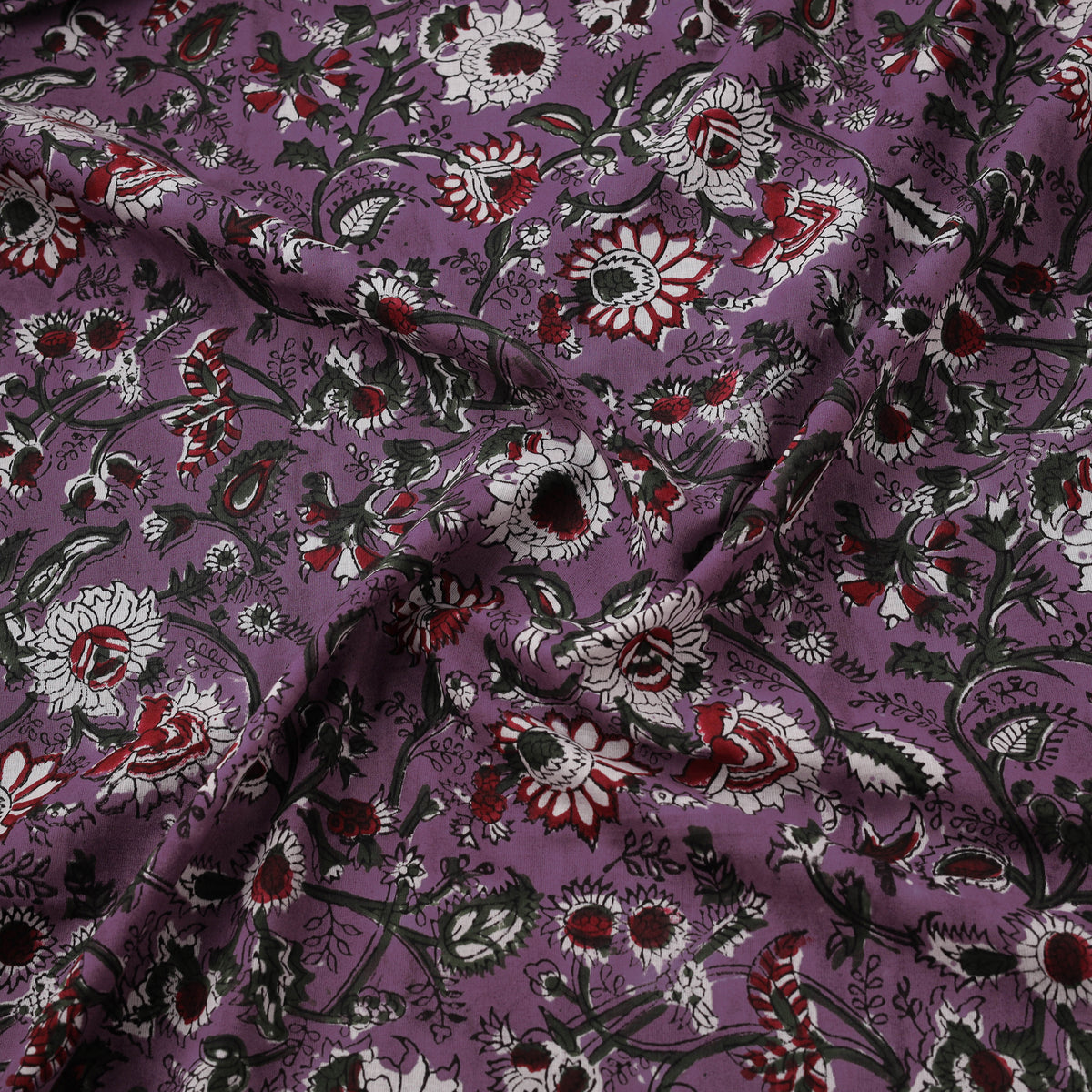 Hand Block Sanganeri Floral Print Cotton Fabric 15