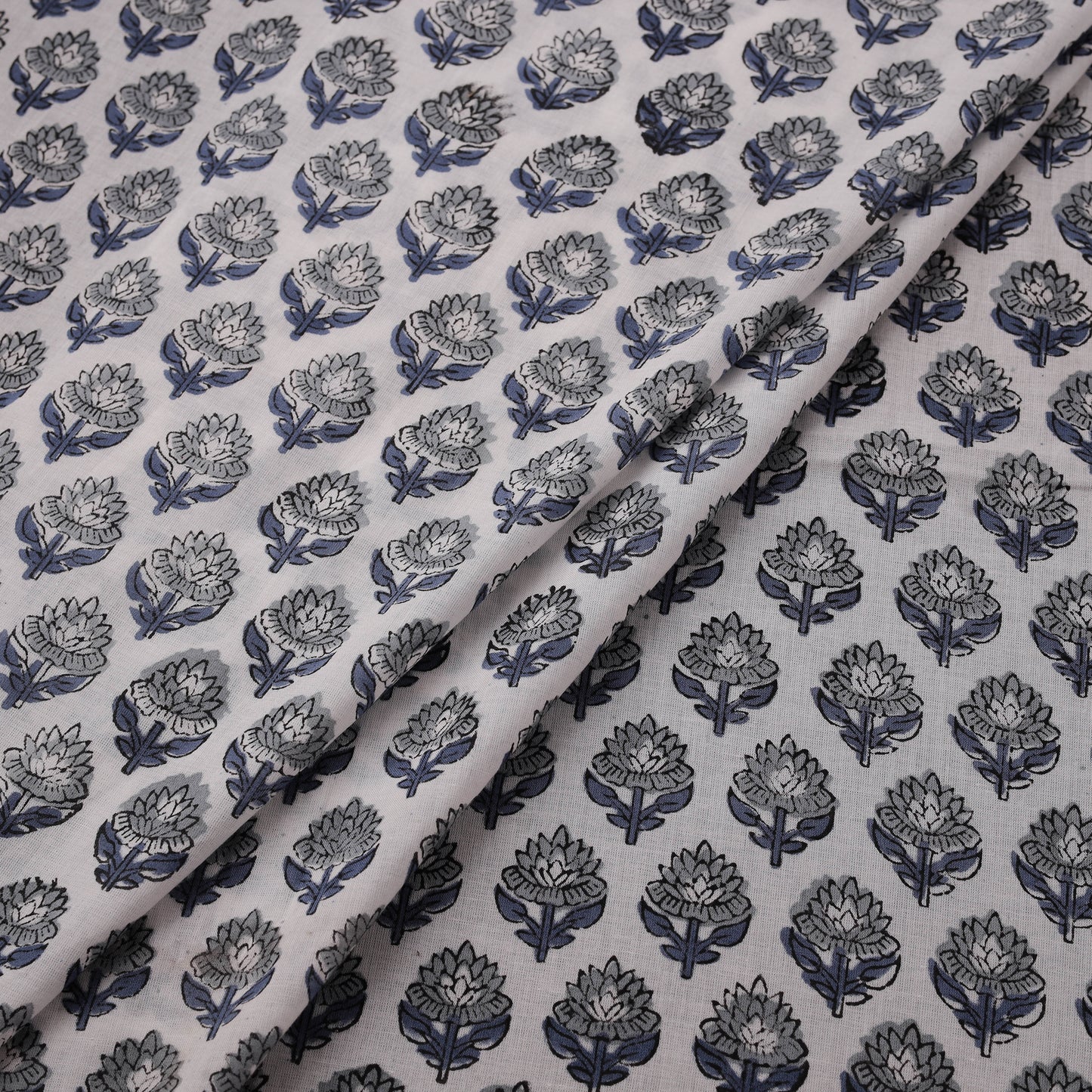 Hand Block Sanganeri Floral Print Cotton Fabric 16