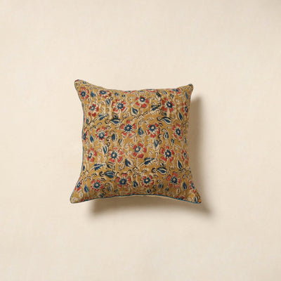 Yellow - kalamkari cotton cushion cover 50 - handcrafted