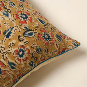 Yellow - kalamkari cotton cushion cover 50 - handcrafted
