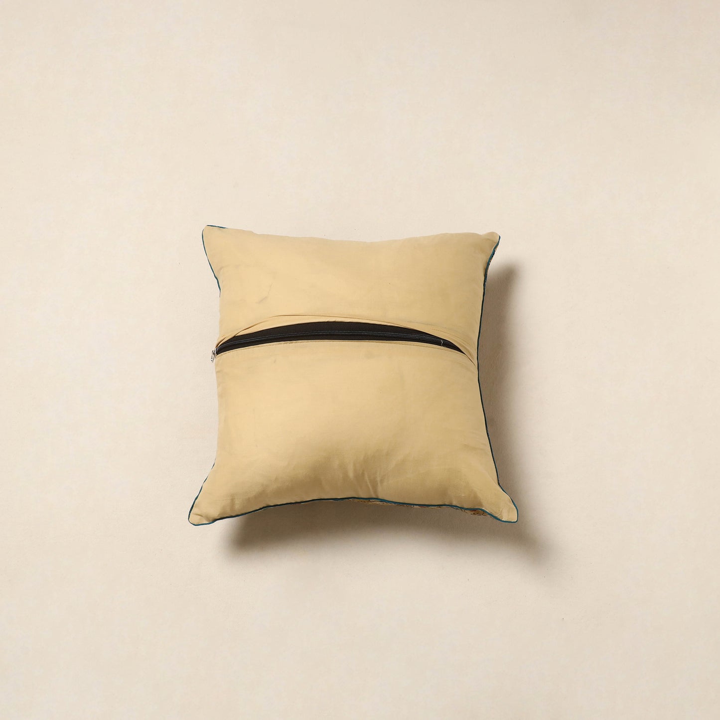 Yellow - kalamkari cotton cushion cover 50 - handcrafted