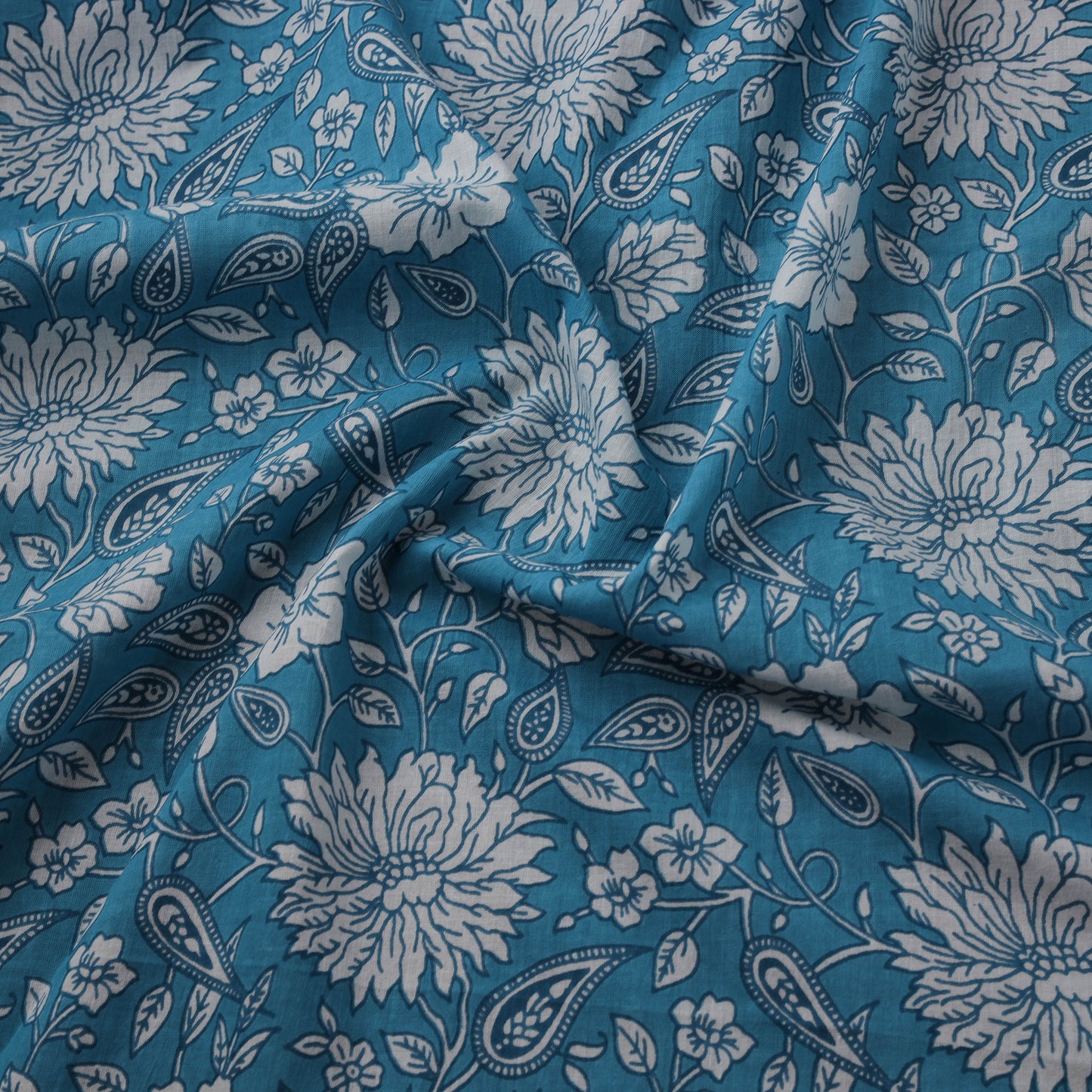 Hand Block Sanganeri Floral Print Cotton Fabric 17