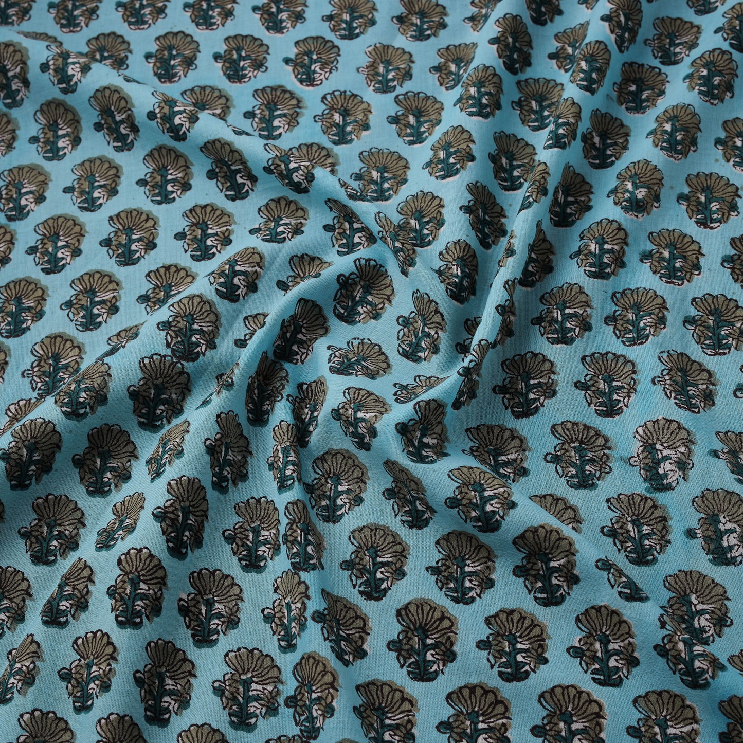 Hand Block Sanganeri Floral Print Cotton Fabric 18