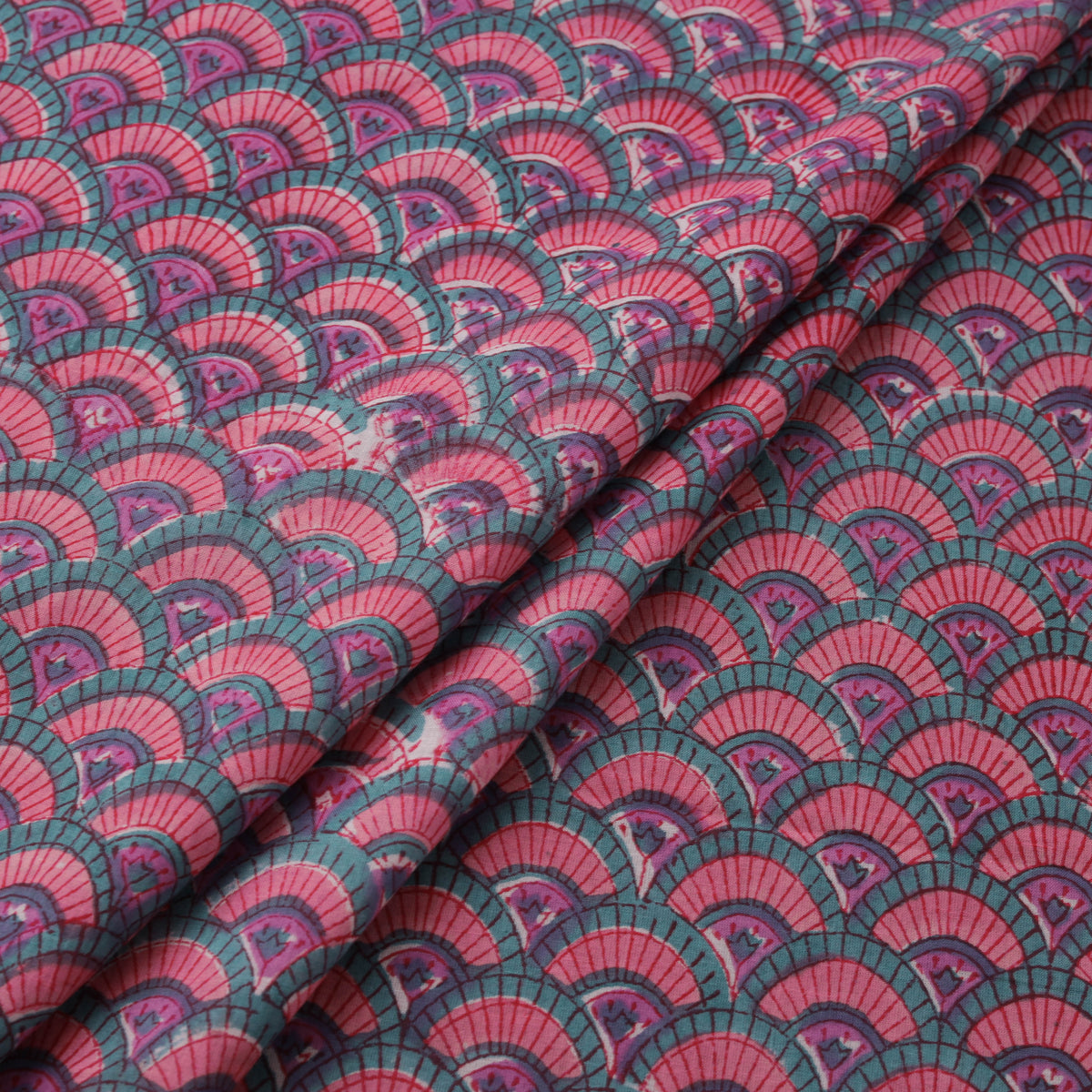 Hand Block Sanganeri Floral Print Cotton Fabric 02