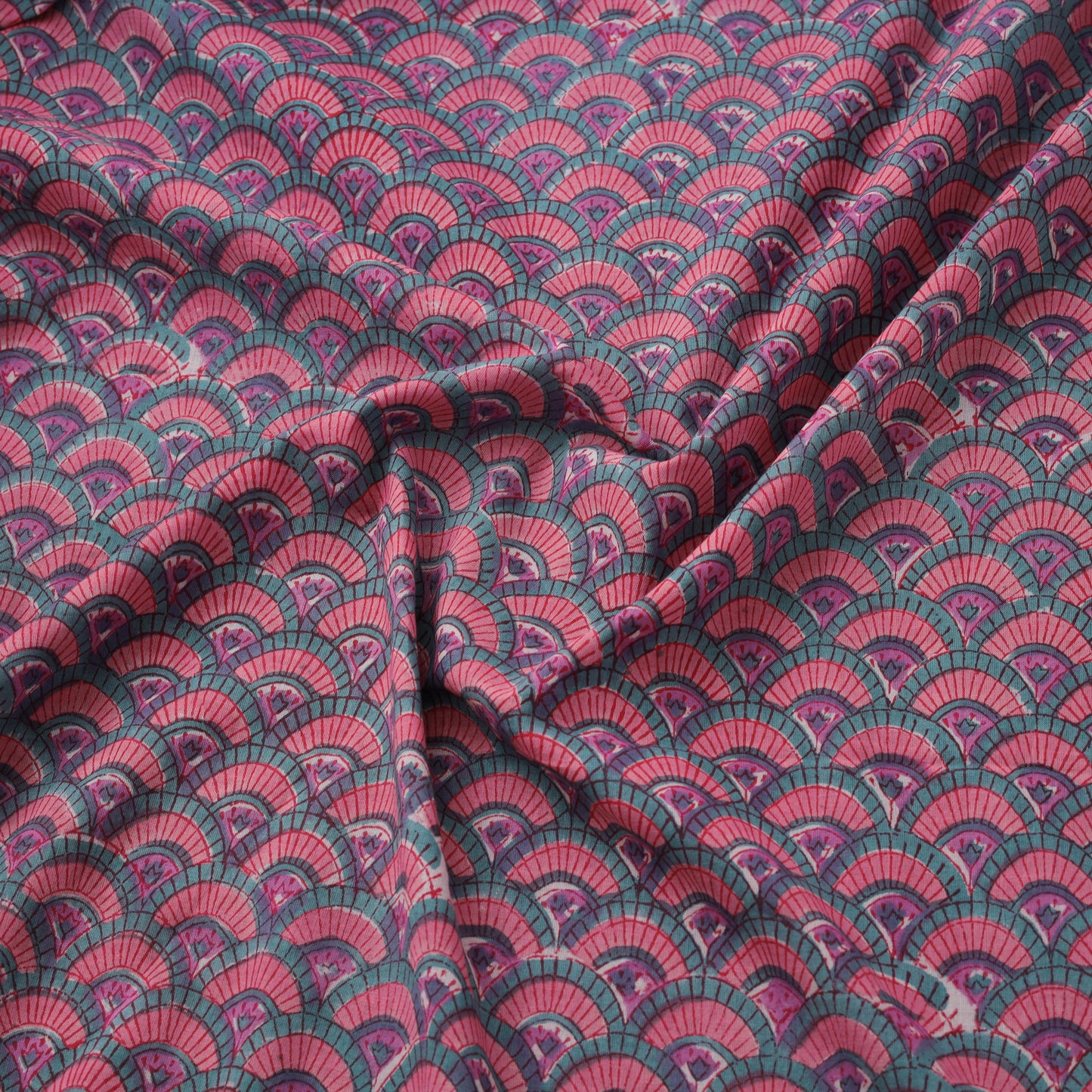 Hand Block Sanganeri Floral Print Cotton Fabric 02