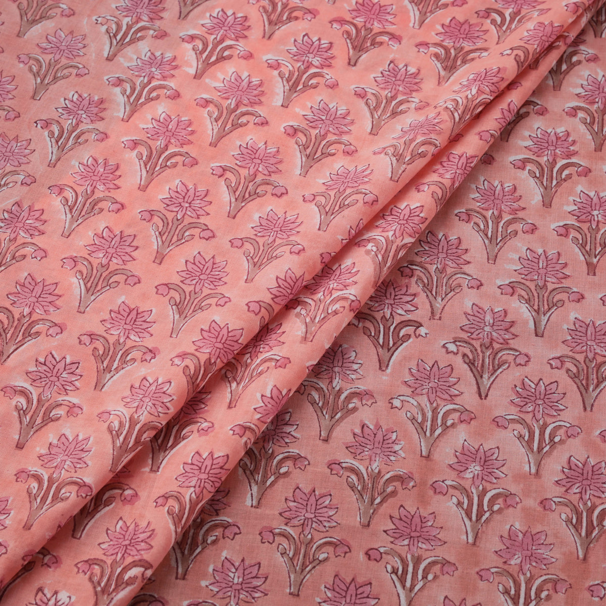 Hand Block Sanganeri Floral Print Cotton Fabric 03