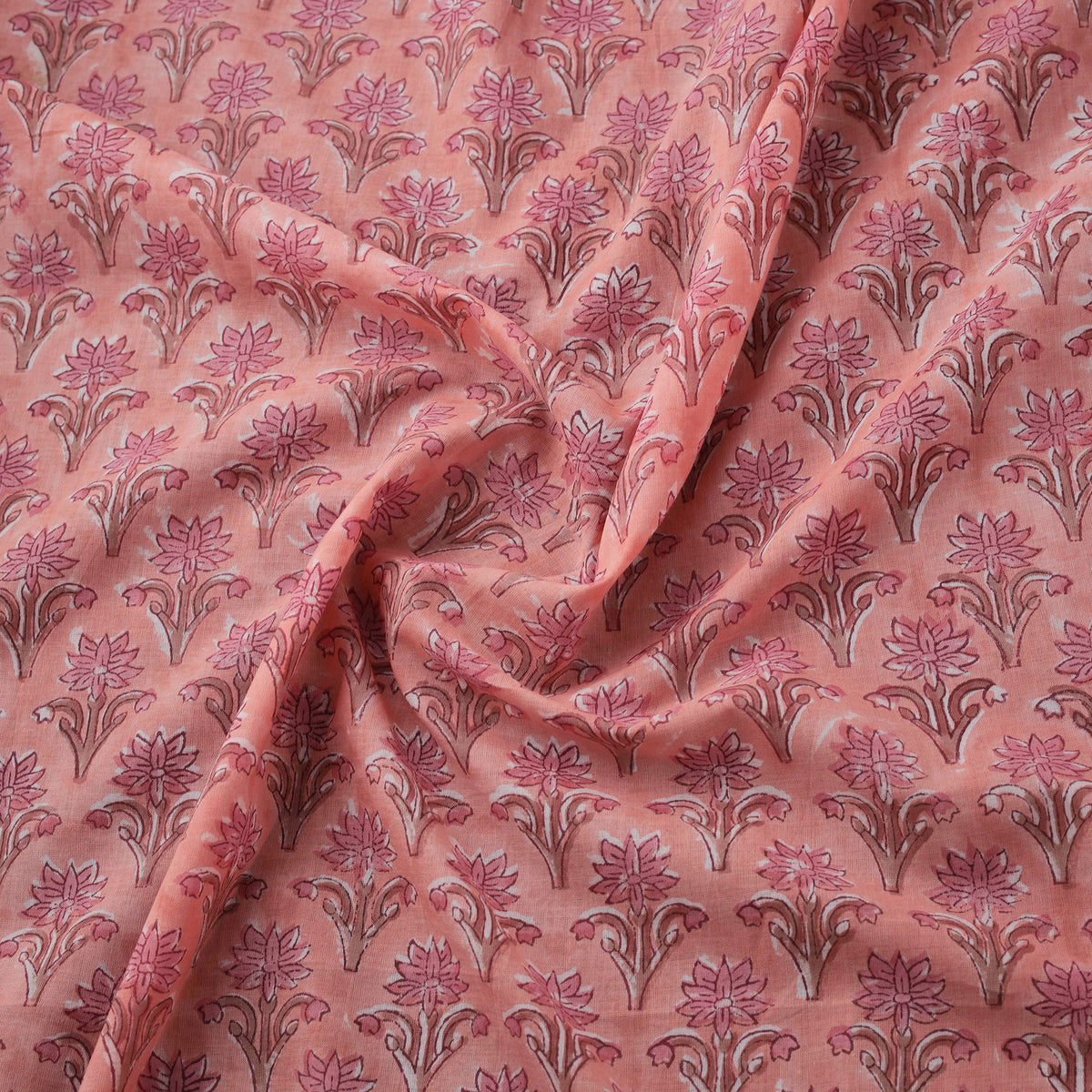 Hand Block Sanganeri Floral Print Cotton Fabric 03