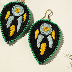  Hand Embroidered Fabart Beadwork Earrings by Rangila Dhaga 