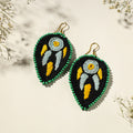  Hand Embroidered Fabart Beadwork Earrings by Rangila Dhaga 