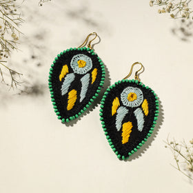  Hand Embroidered Fabart Beadwork Earrings by Rangila Dhaga 