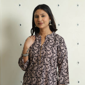 Buy Block Print Cotton Straight Bagh Kurta For Women