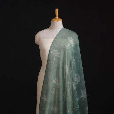 Green - Hand Block Printed Akola Kota Doria Cotton Fabric 17