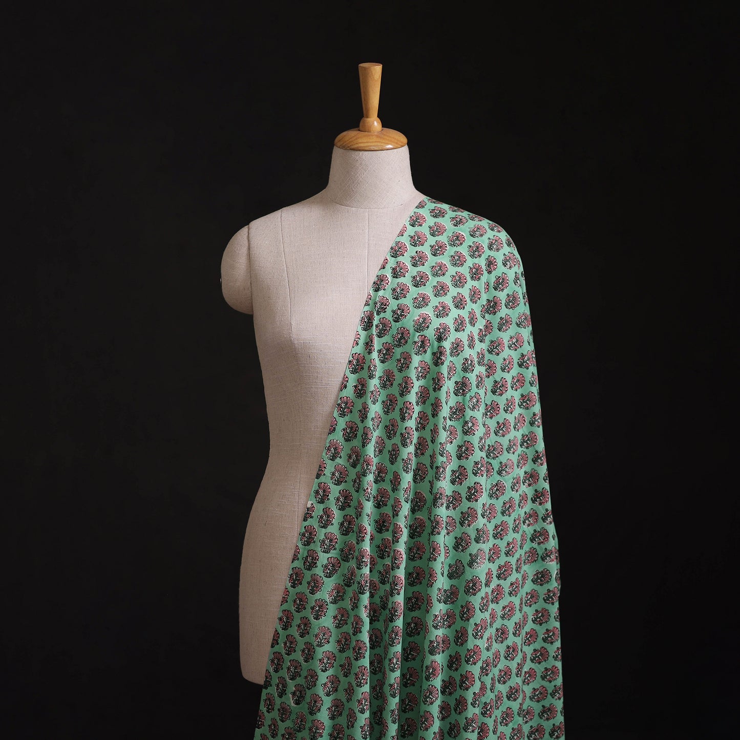 Hand Block Sanganeri Floral Print Cotton Fabric 03