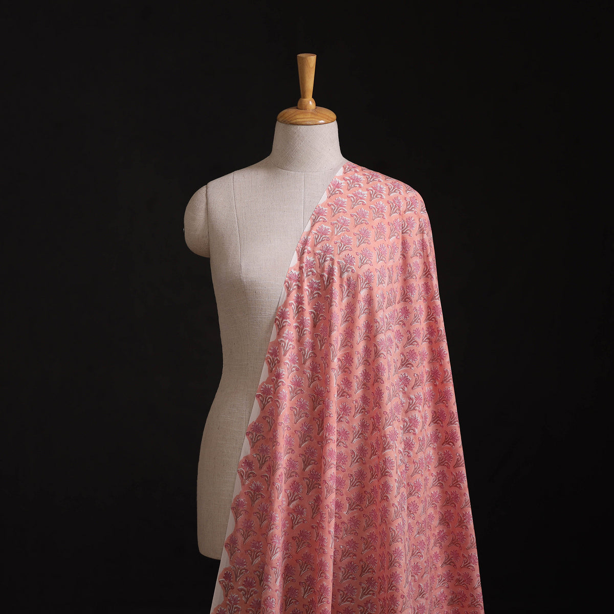 Hand Block Sanganeri Floral Print Cotton Fabric 03