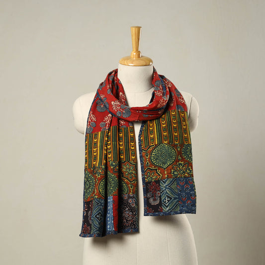 Multicolor - Patchwork Cotton Ajrakh Print Stole 09