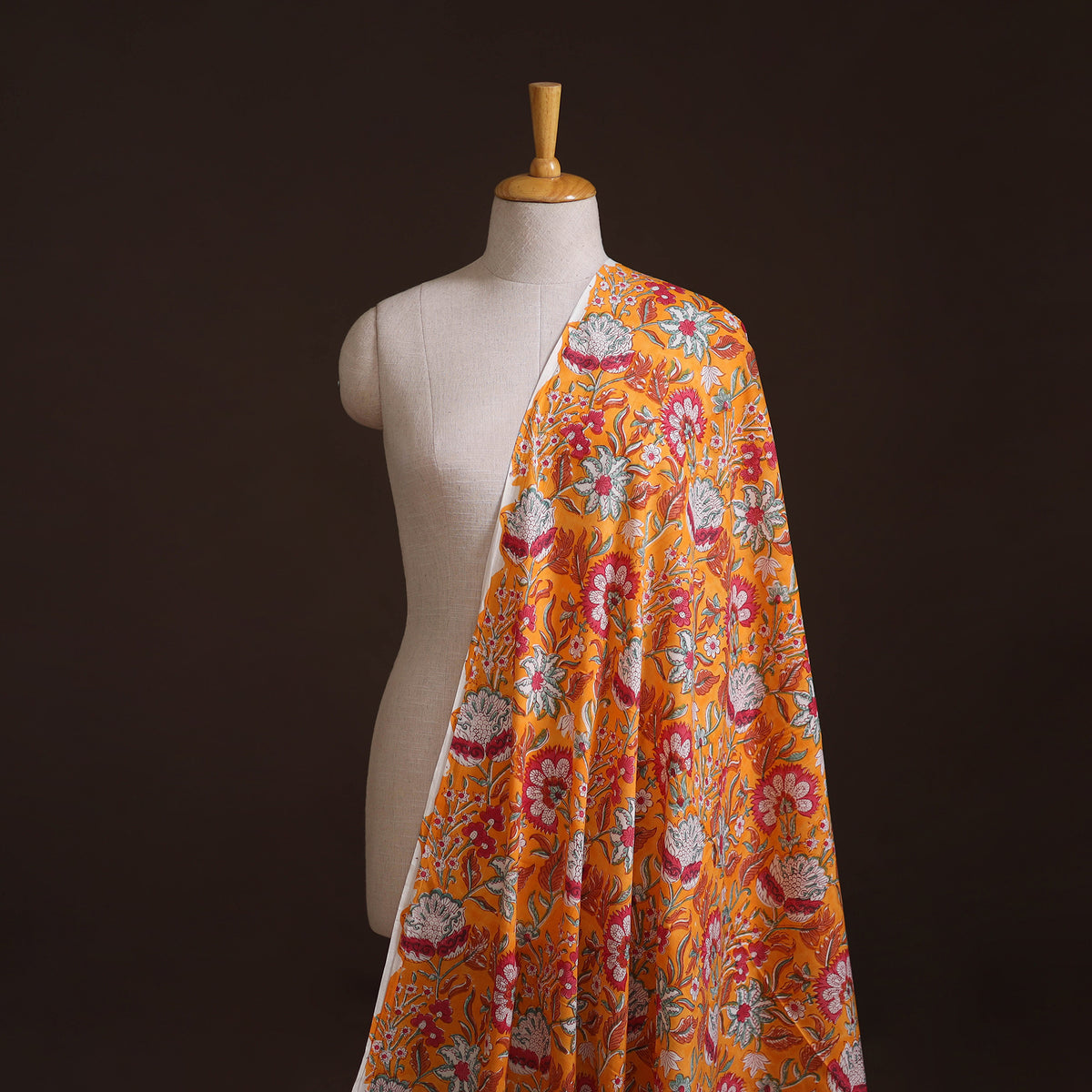 Floral Sanganeri Hand Block Print Cotton Fabric 01