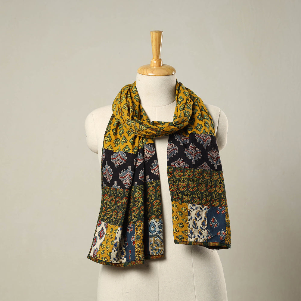 Multicolor - Patchwork Cotton Ajrakh Print Stole 10