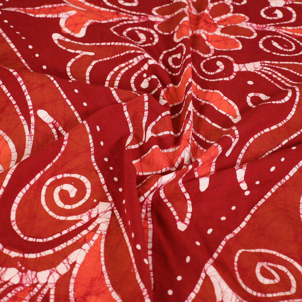 Red - Hand Batik Printed Cotton Single Bed Cover (96 x 59 in) 87