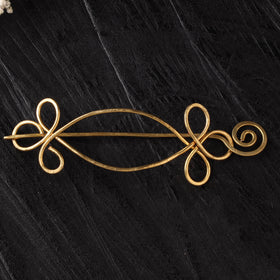 Yellow - Brass Metal Handcrafted Bun Holder Juda Pin 15