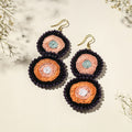  Hand Embroidered Fabart Beadwork Earrings by Rangila Dhaga 