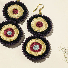 Buy Hand Embroidered Fabart Beadwork Earrings by Rangila Dhaga Online at iTokri.com