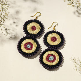 Buy Hand Embroidered Fabart Beadwork Earrings by Rangila Dhaga Online at iTokri.com