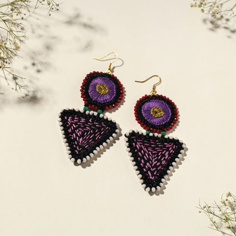 Buy Hand Embroidered Fabart Beadwork Earrings by Rangila Dhaga Online at iTokri.com