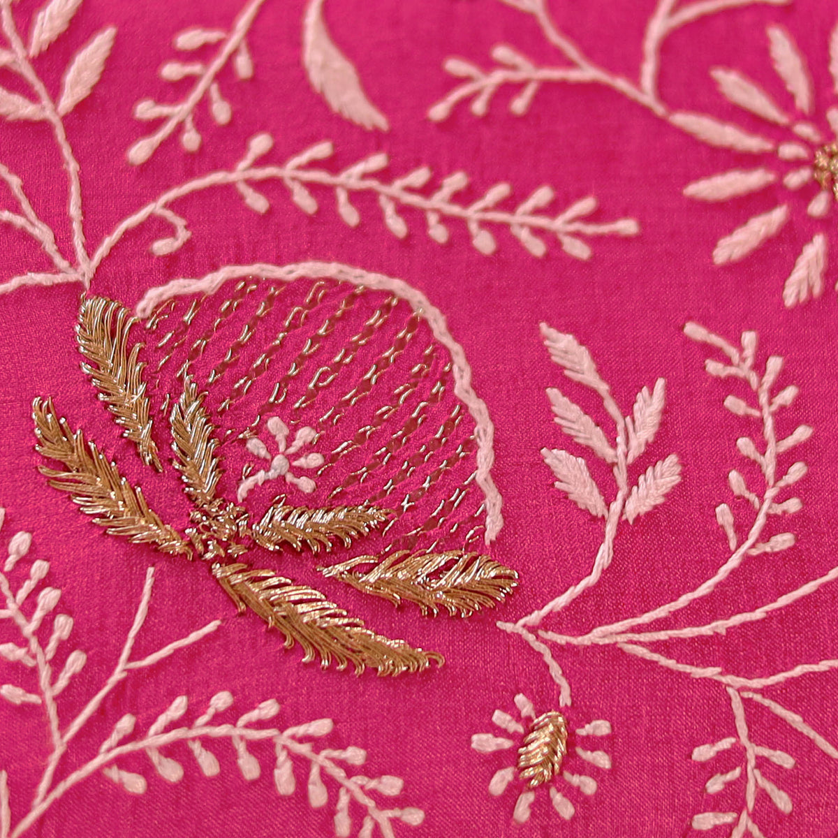 Hand Embroidered Lucknowi Chikankari Clutch with Zari Work 01