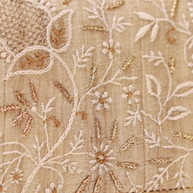 Beige - Hand Embroidered Lucknowi Chikankari Clutch with Zari Work 02