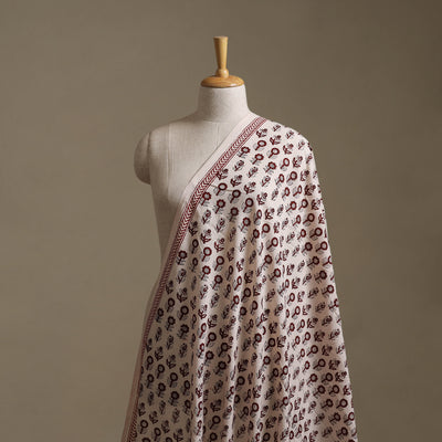 Beige - Brown - Bagh Hand Block Print Natural Dyed Cotton Fabric 10