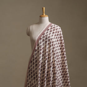 Beige - Brown - Bagh Hand Block Print Natural Dyed Cotton Fabric 10