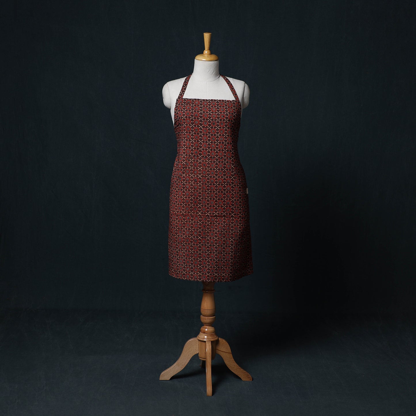 Ajrakh Hand Block Print Cotton Apron with Pocket 05