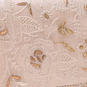 White - Hand Embroidered Lucknowi Chikankari Clutch with Zari Work 03