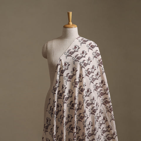 Beige - Cream - Bagh Hand Block Print Natural Dyed Cotton Fabric 15