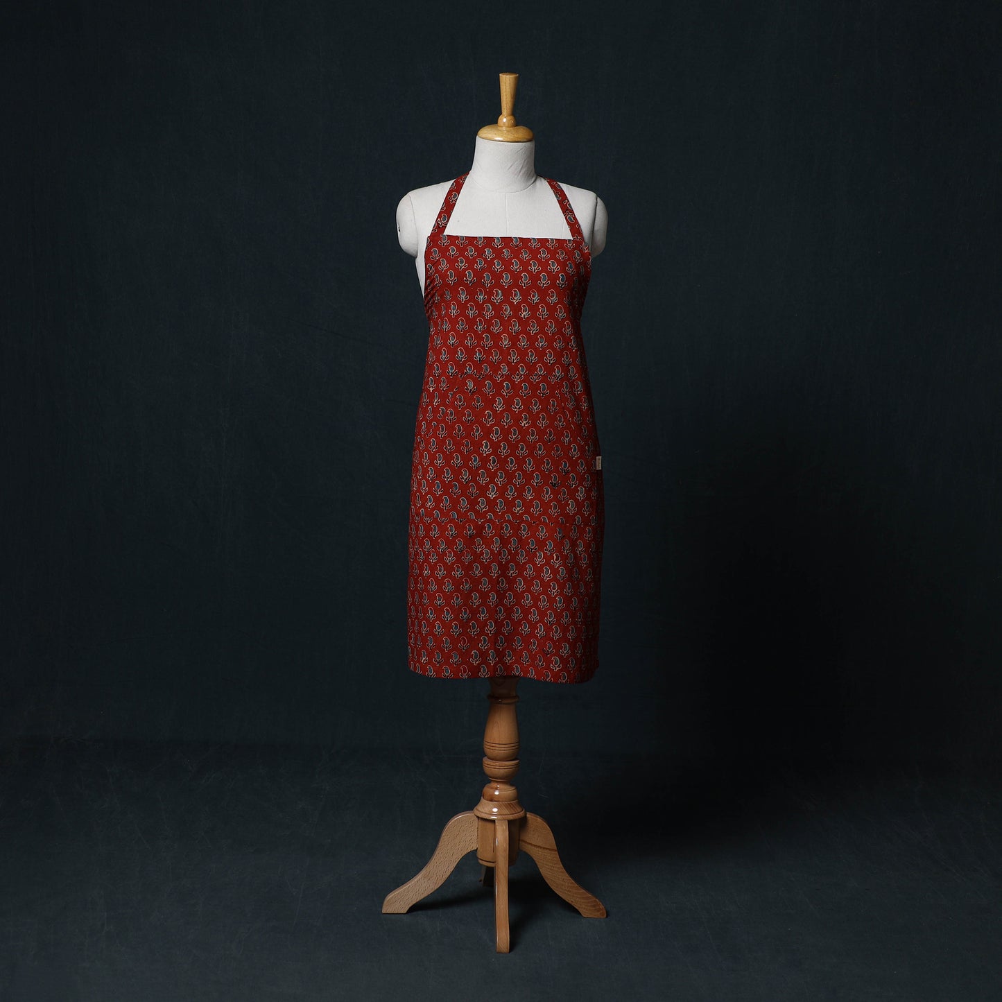 Ajrakh Hand Block Print Cotton Apron with Pocket 06