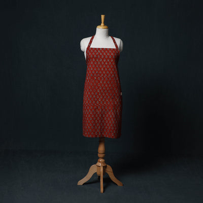 Ajrakh Hand Block Print Cotton Apron with Pocket 06