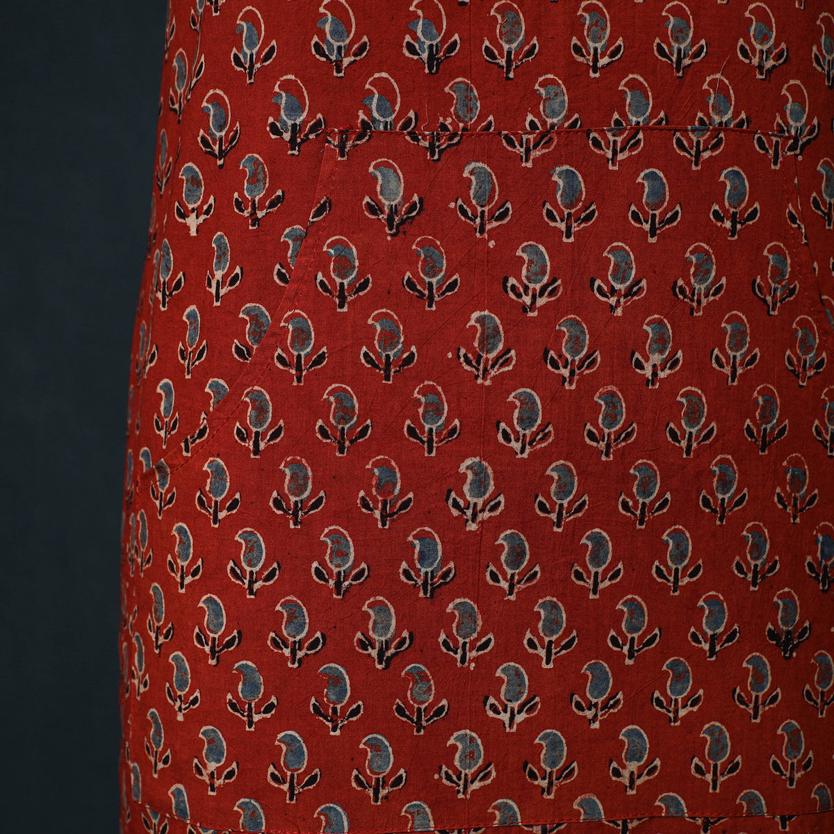 Ajrakh Hand Block Print Cotton Apron with Pocket 06