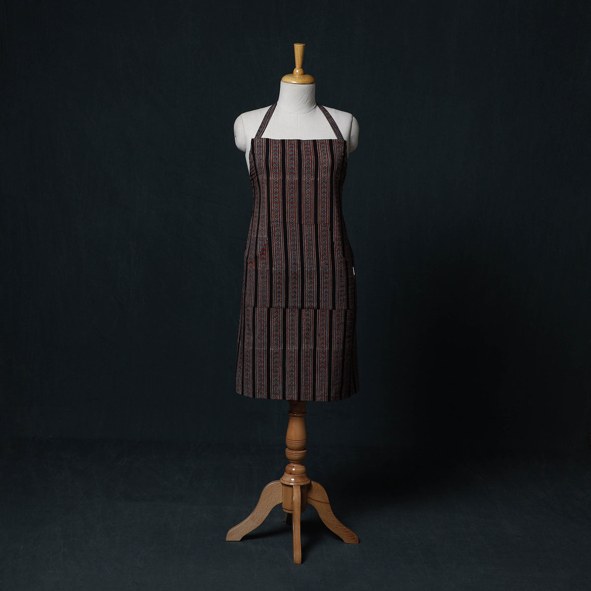Ajrakh Hand Block Print Cotton Apron with Pocket 07