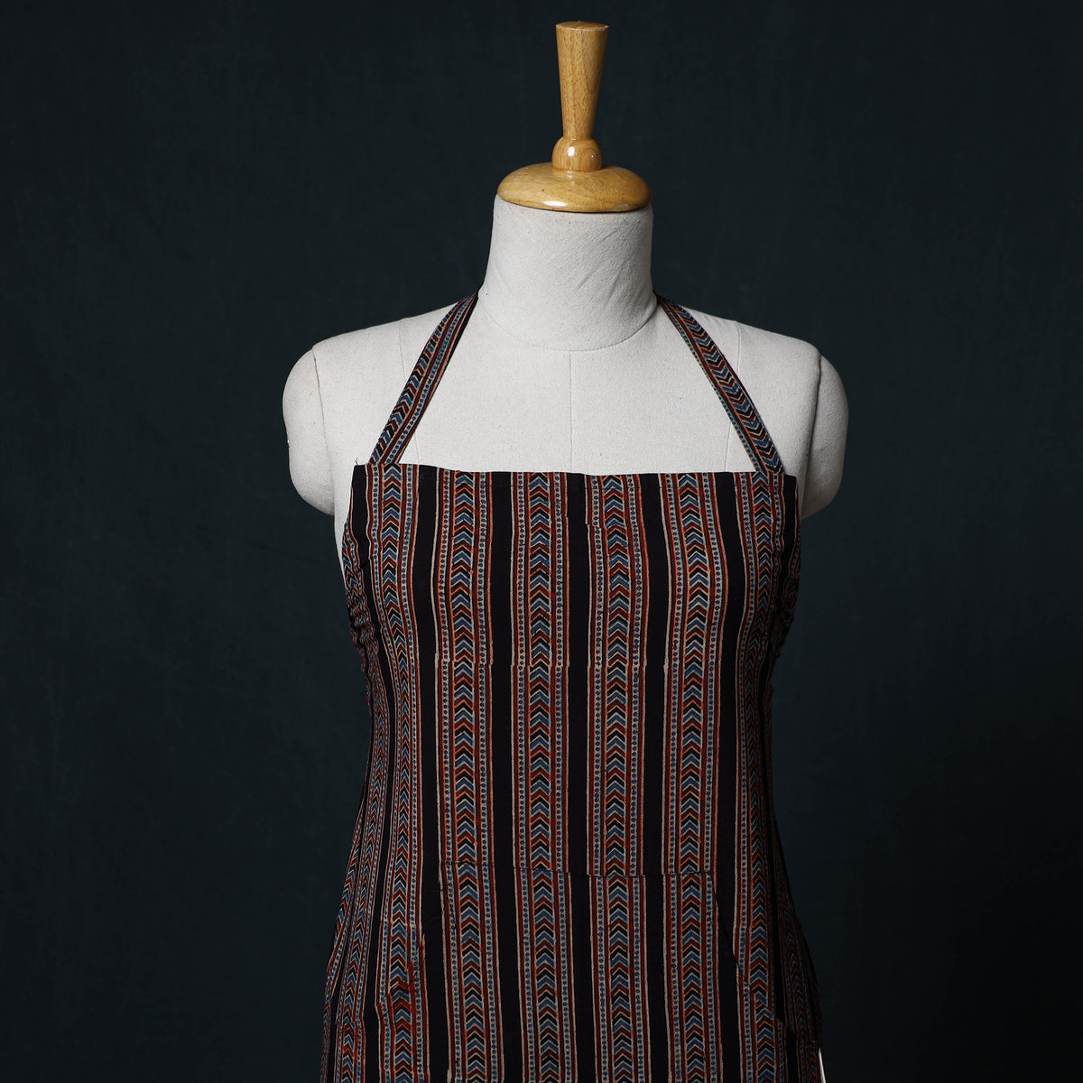 Ajrakh Hand Block Print Cotton Apron with Pocket 07