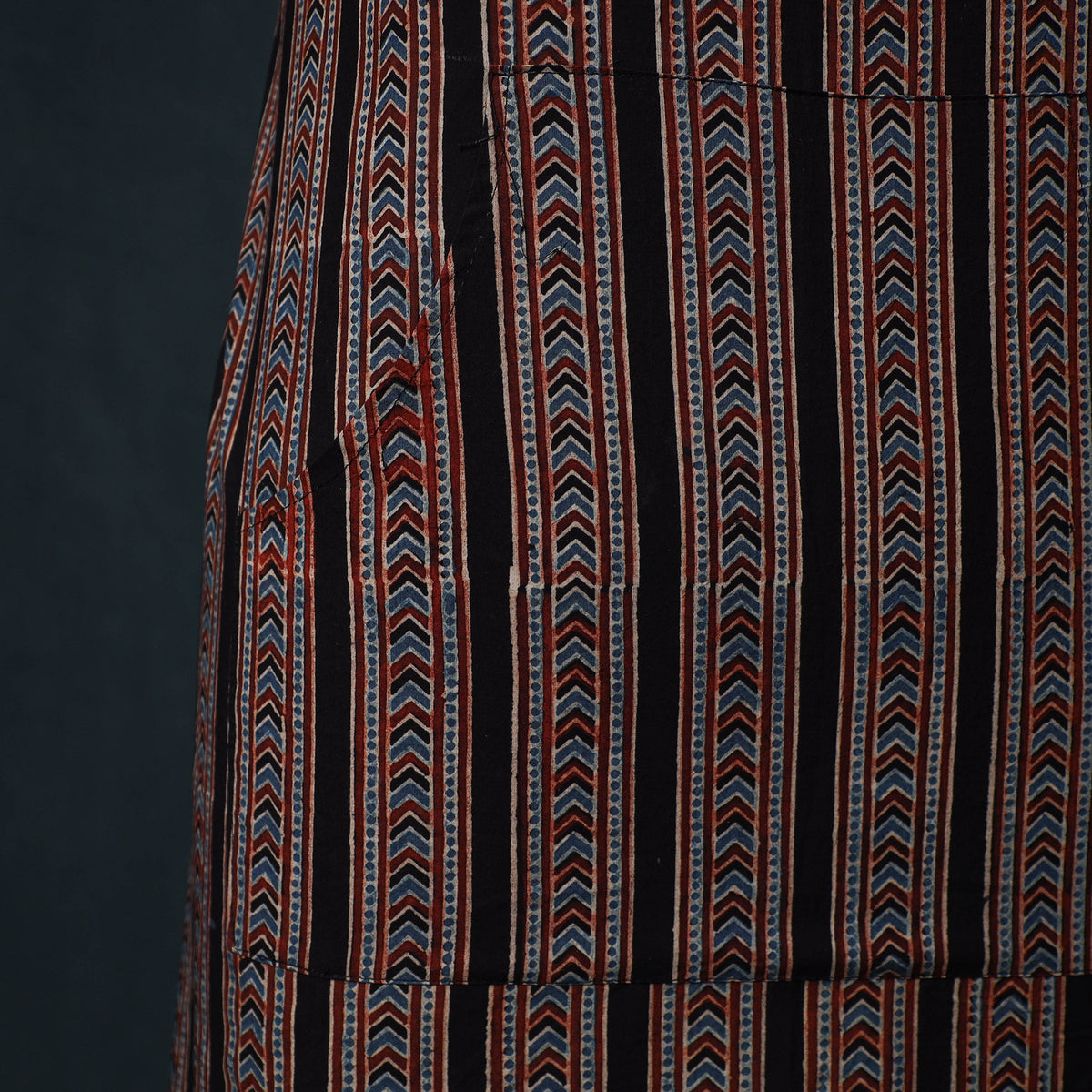 Ajrakh Hand Block Print Cotton Apron with Pocket 07