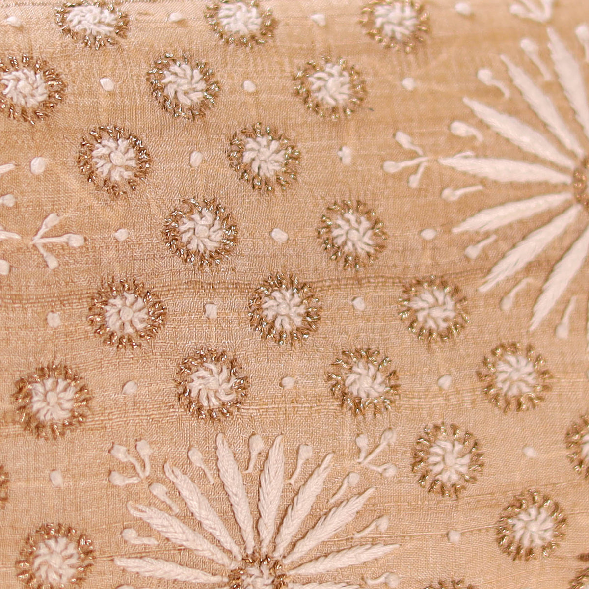 Beige - Hand Embroidered Lucknowi Chikankari Clutch with Zari Work 04
