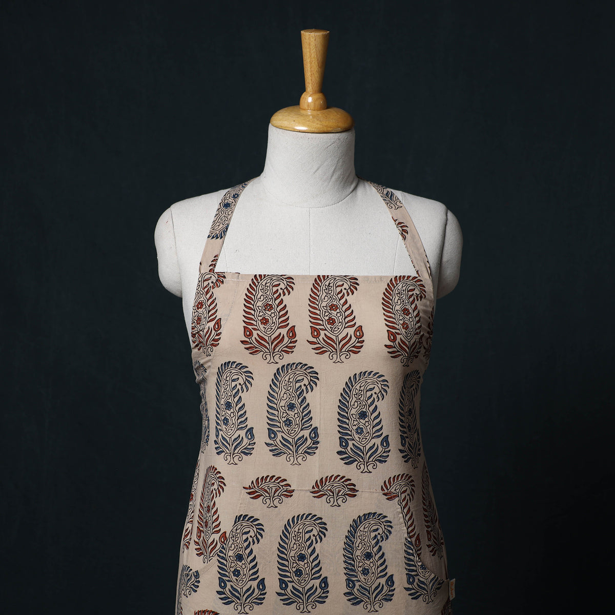 Ajrakh Hand Block Print Cotton Apron with Pocket 10