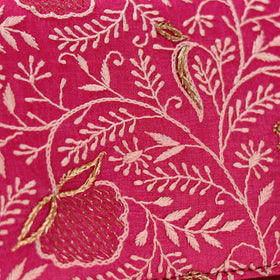 Pink - Hand Embroidered Lucknowi Chikankari Clutch with Zari Work 05